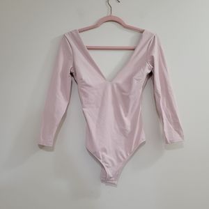 Free people pink plunge bodysuit XS